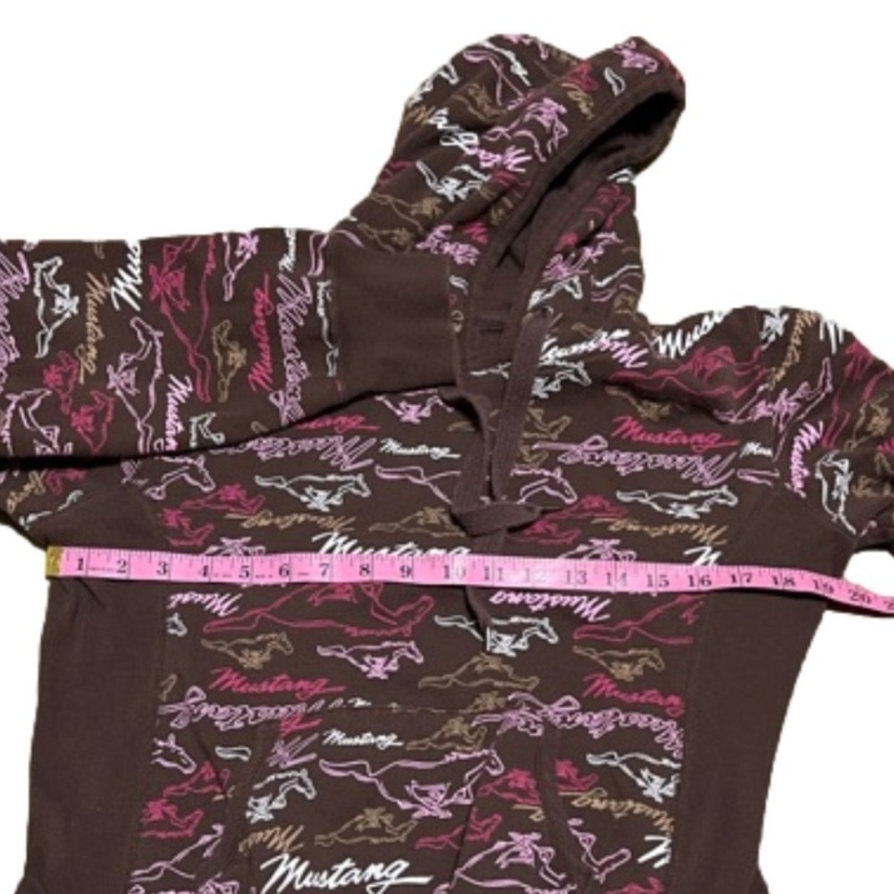 Ford Mustang Brown Pullover Logo & Horses Cotton Polyester Lining Junior Size L - Picture 7 of 9